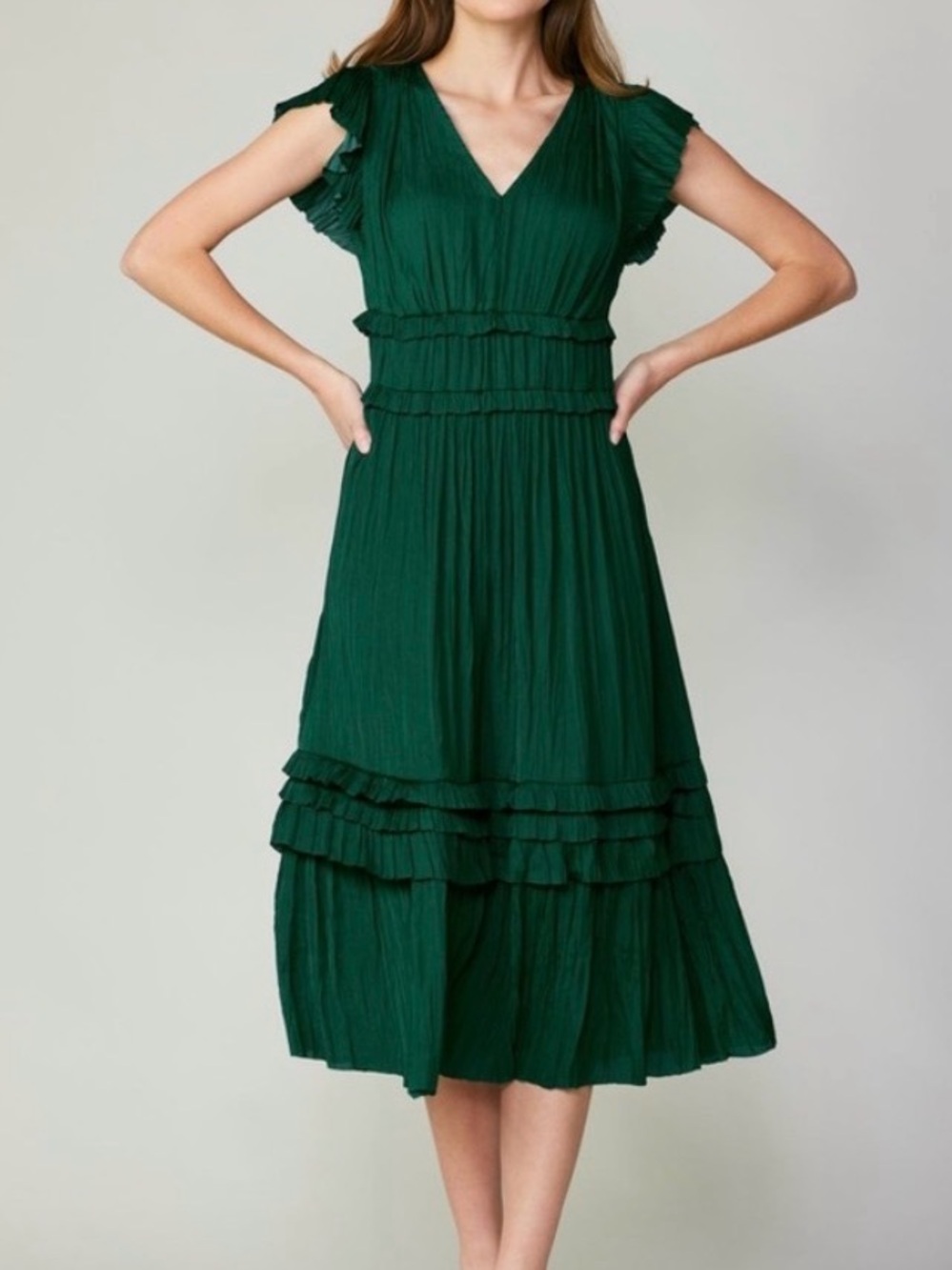 Anthropolgie Current Air Sereia Pleated Mini Dress - Emerald